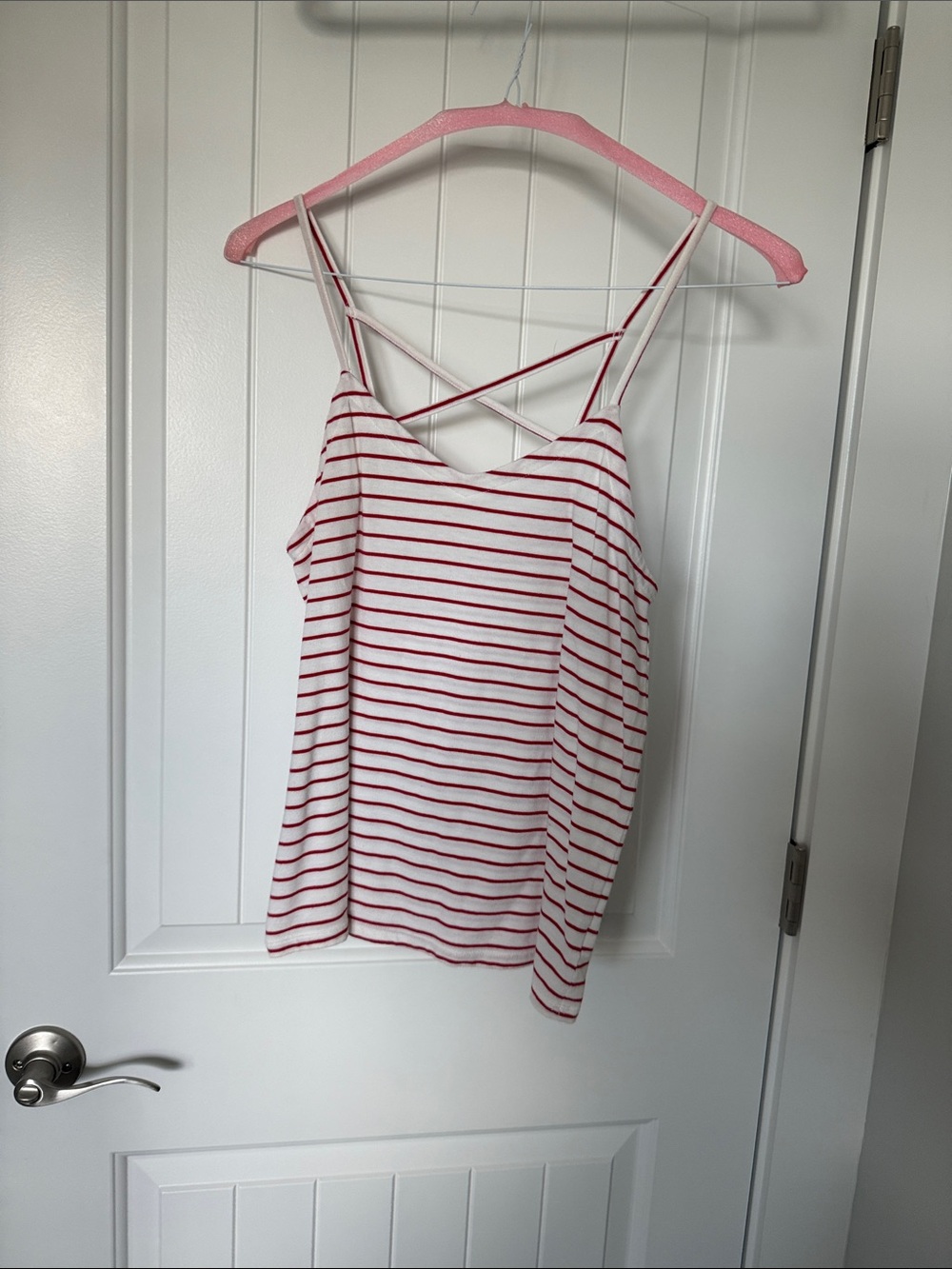 Universal Thread White and Red Striped Strappy Tank Top
